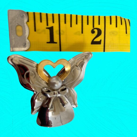 Jane Vtg AOL Angel of Love Pin Brooch Pearl Head Silver Over Brass Signed 1994 - Picture 4 of 10